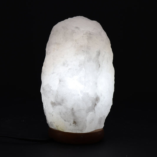 Lámpara de sal del Himalaya de cristal de roca con base, 3–5 kg