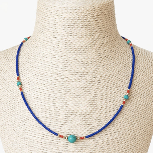 Collar nepalí de ónix azul extrafino y Árbol de la Vida