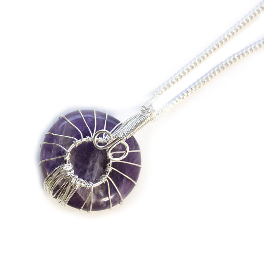 Collar Árbol de la Vida con amatista, cadena de 50 cm aprox.
