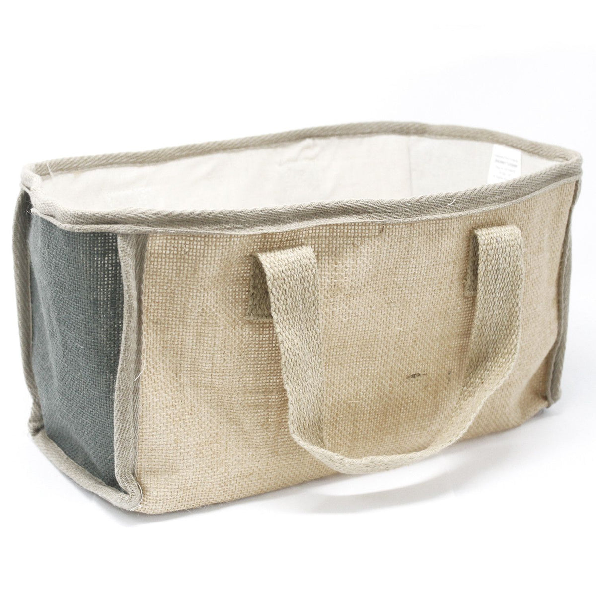 Cesta grande de yute gris, 33 × 18 × 20 cm
