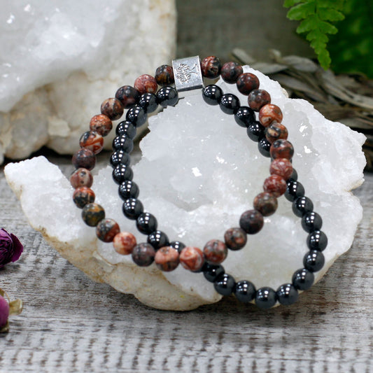 Pulsera magnética de piedras «Piel de Leopardo»