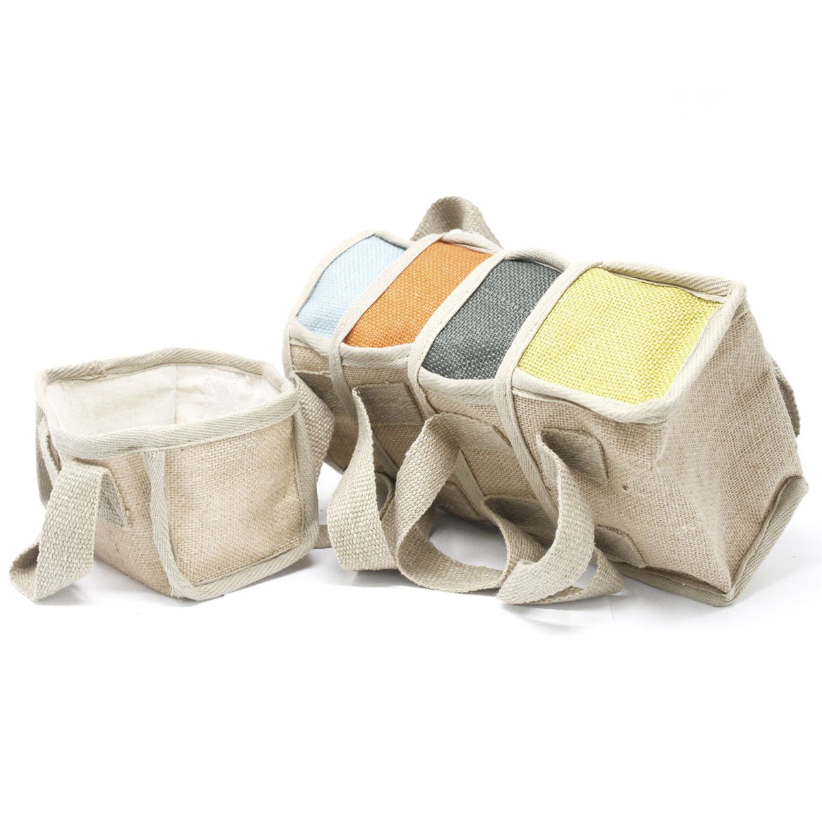 Cesta pequeña de yute gris, 16 × 10 × 12 cm
