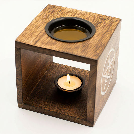 Quemador de aceite grande de madera de mango Árbol de la Vida