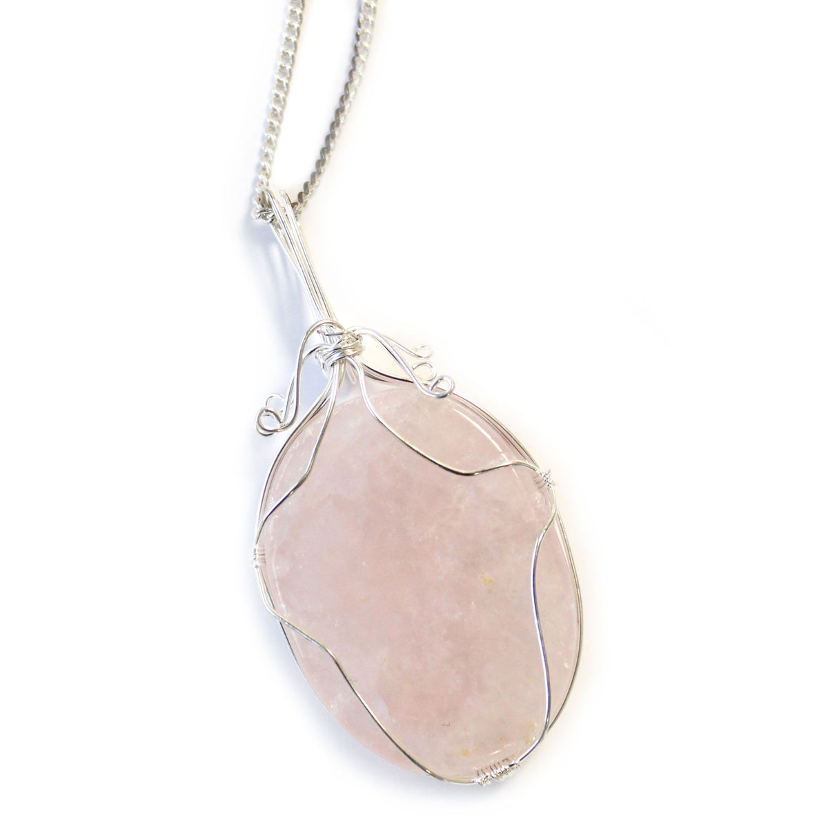 Collar de cuarzo rosa en bruto con piedras en cascada