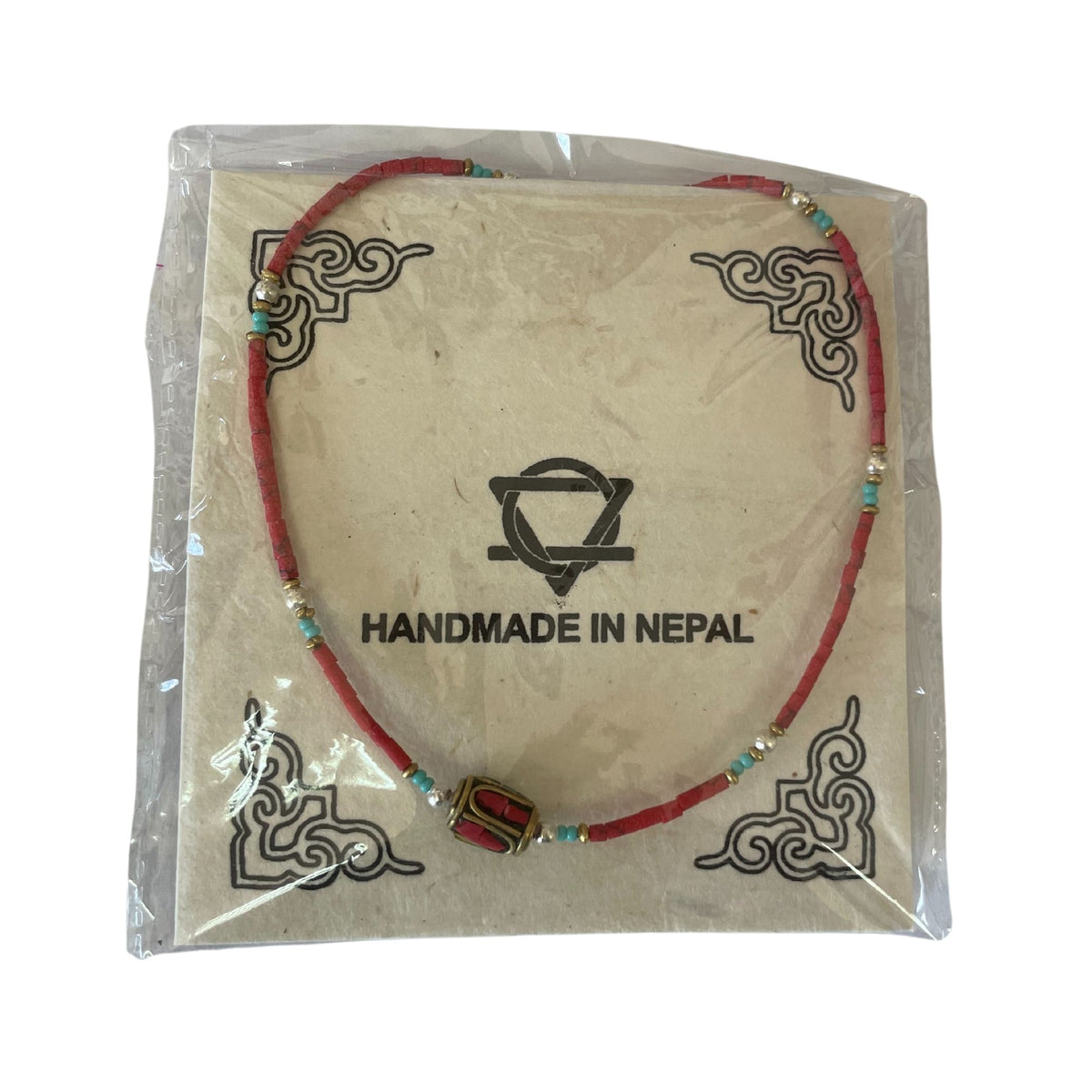 Pulsera nepalí extrafina de coral rosa y turquesa