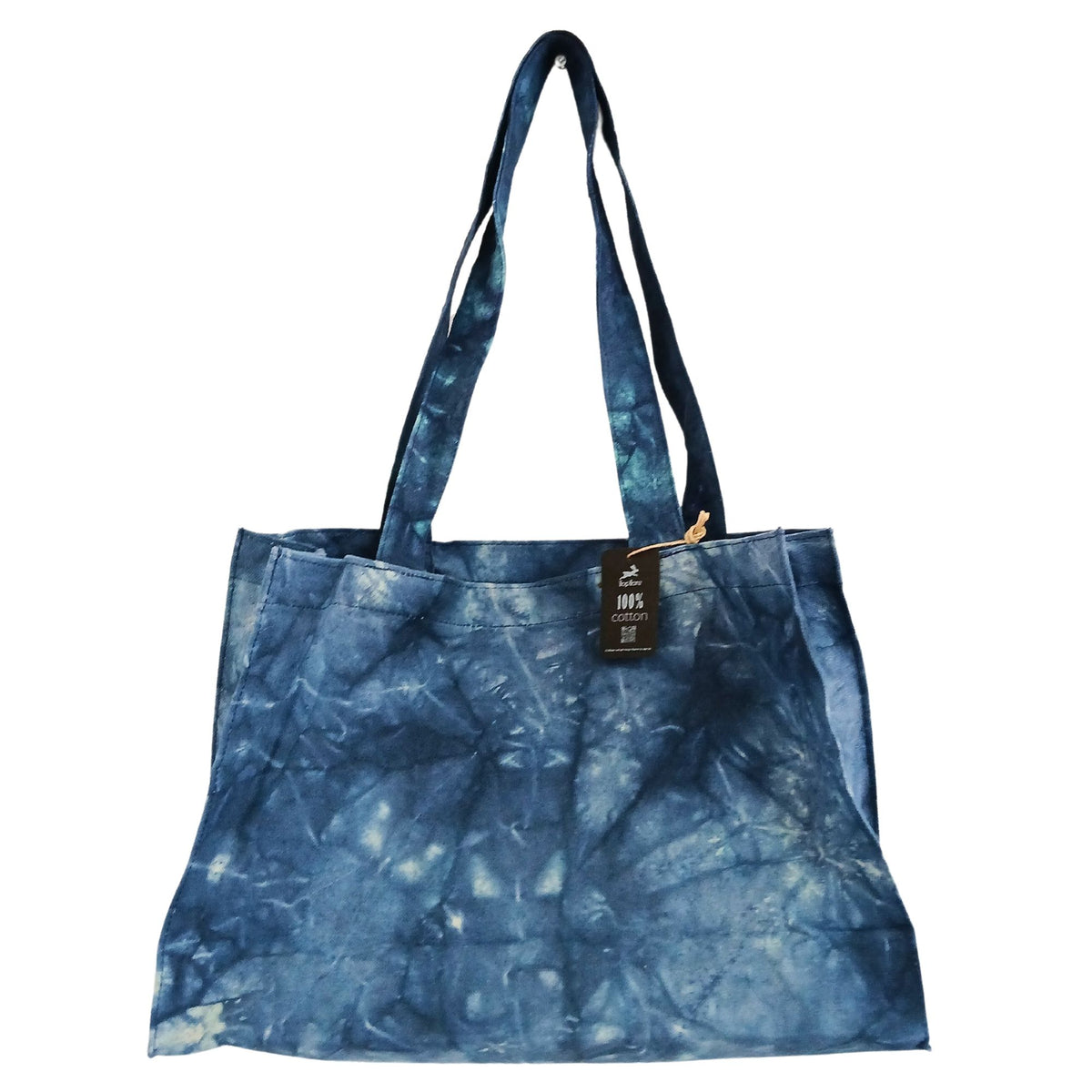 Bolso de mano tie-dye azul mar profundo con efecto lavado