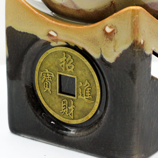 Quemador de aceite grande Moneda de la Suerte marrón