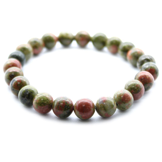 Pulsera de energía de jaspe verde, piedras de 8 mm aprox.
