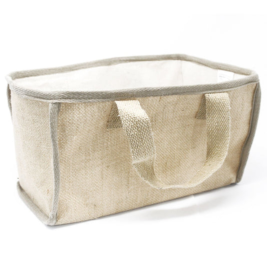 Cesta grande de yute natural, 33 × 18 × 20 cm