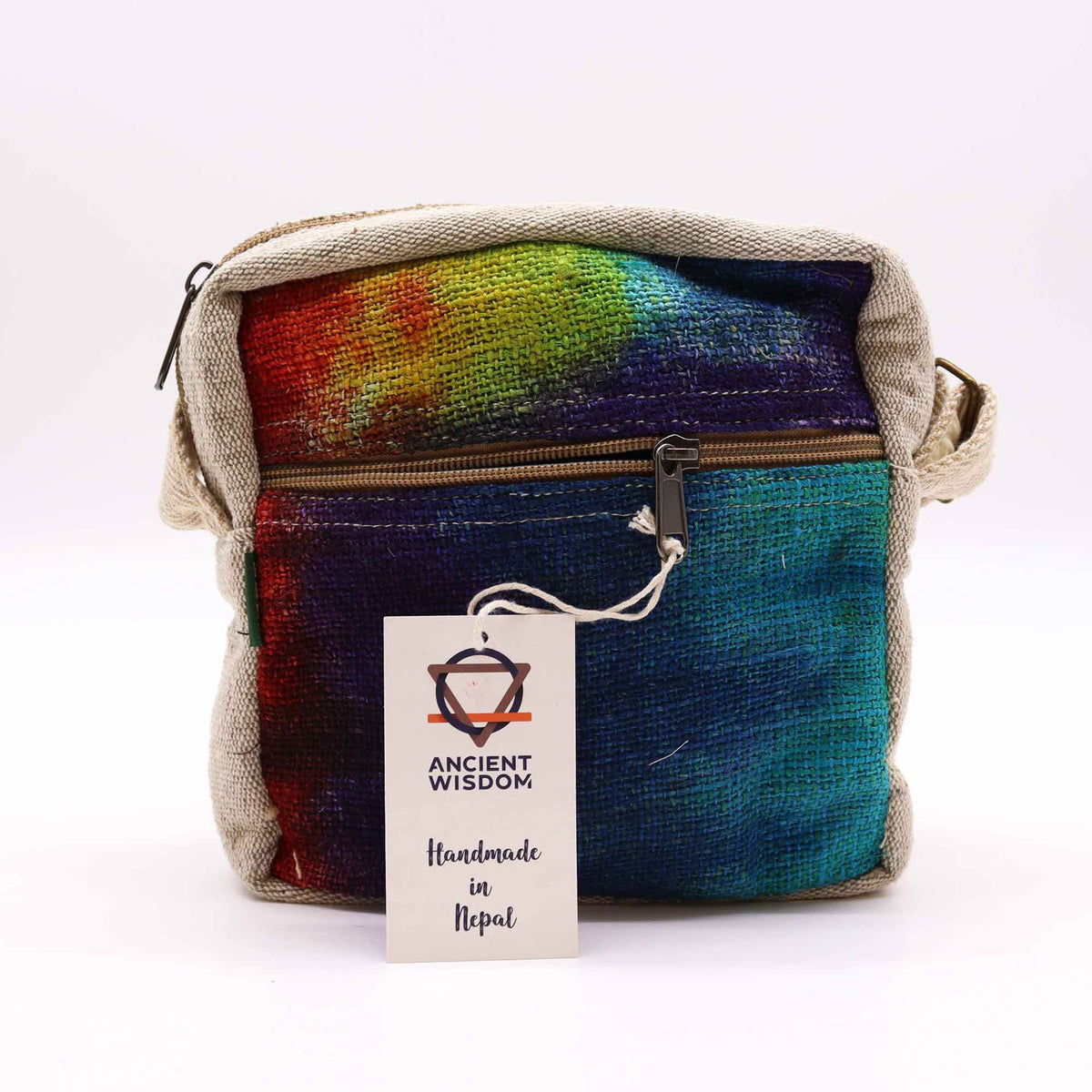 Bolso bandolera de cáñamo teñido con 1 cremallera