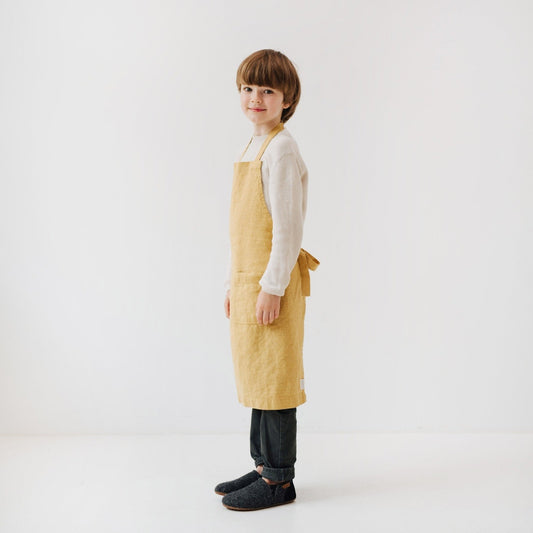 Linen Daily Apron for Kids - Honey