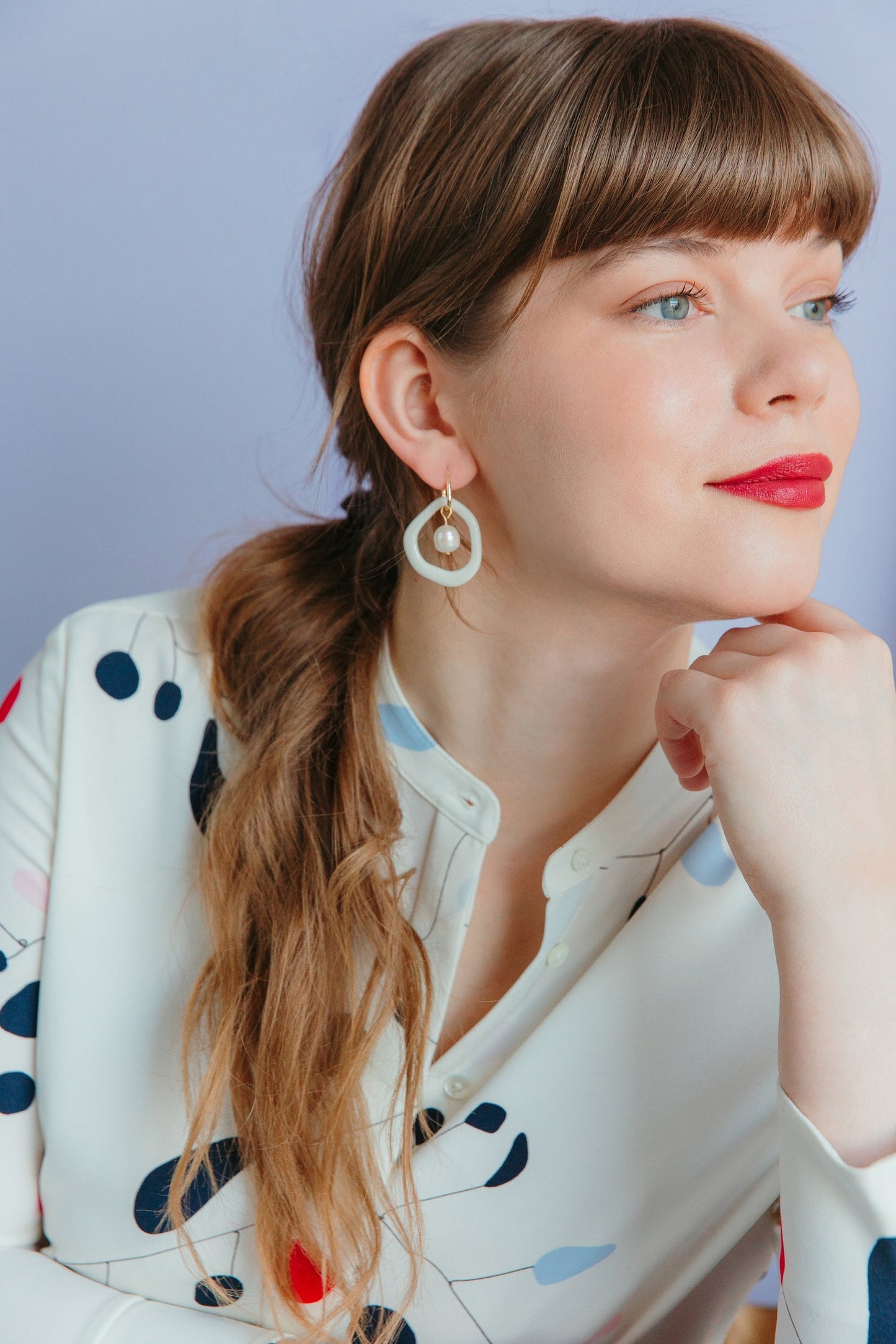 Arp Pearl and Porcelain Hoops - White