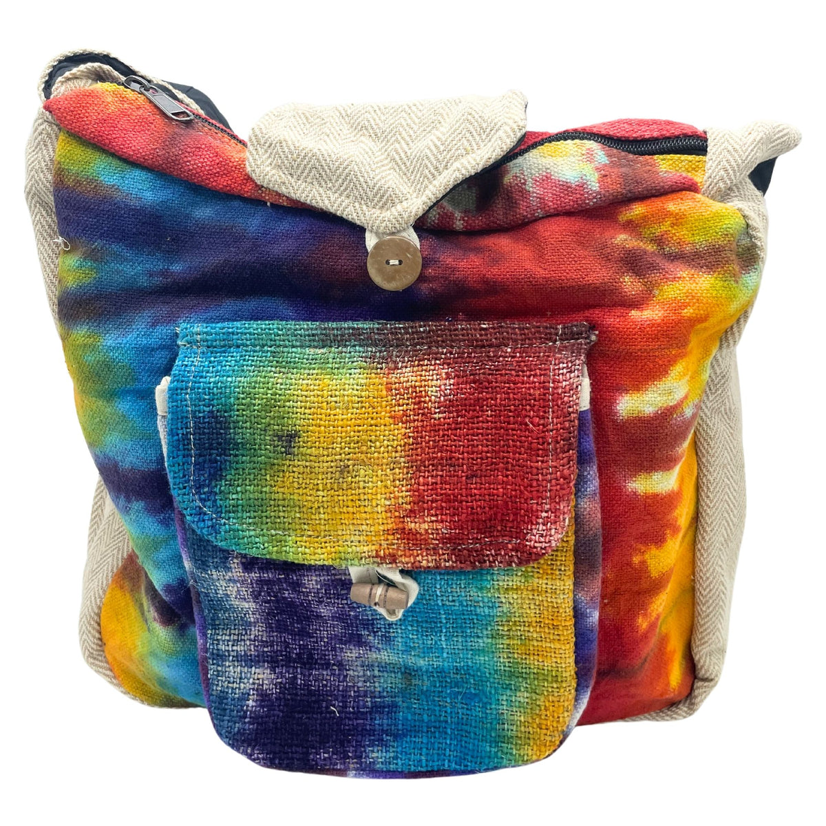 Bolsa de estudio de cáñamo Tiedye con bolsillo frontal