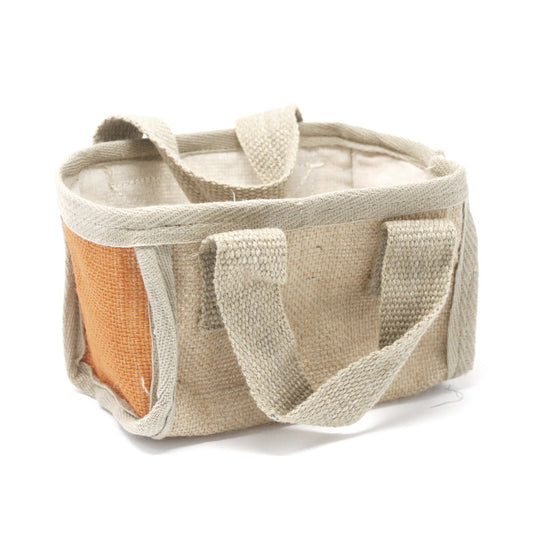 Cesta pequeña de yute naranja, 16 × 10 × 12 cm