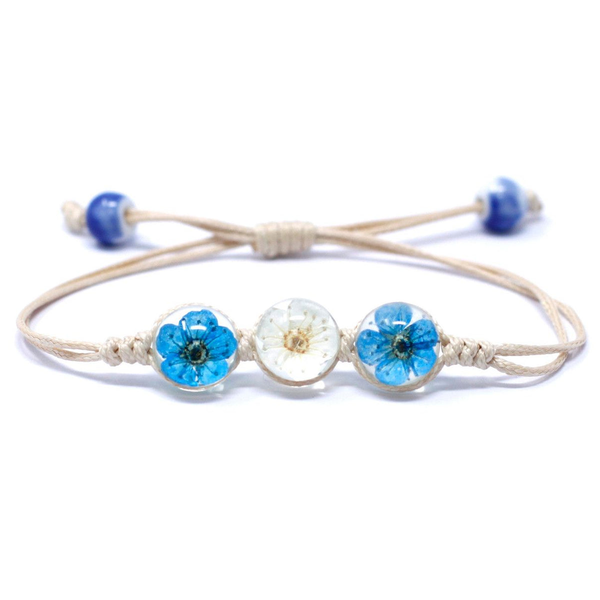 Flores Prensadas - Pulsera de tres flores