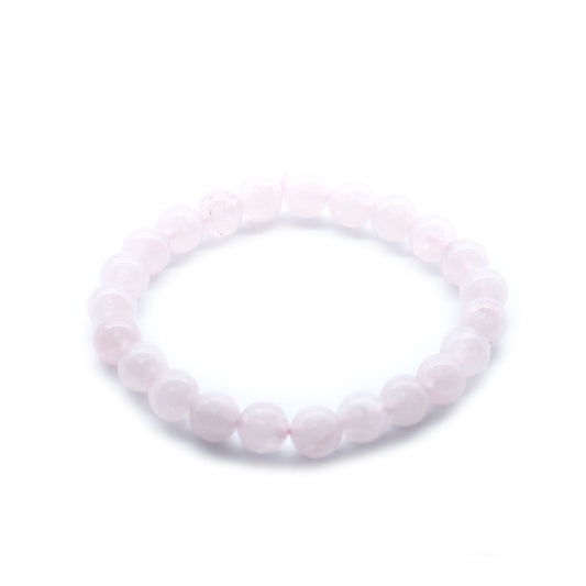 Pulsera de energía de cuarzo rosa, piedras de 8 mm aprox.