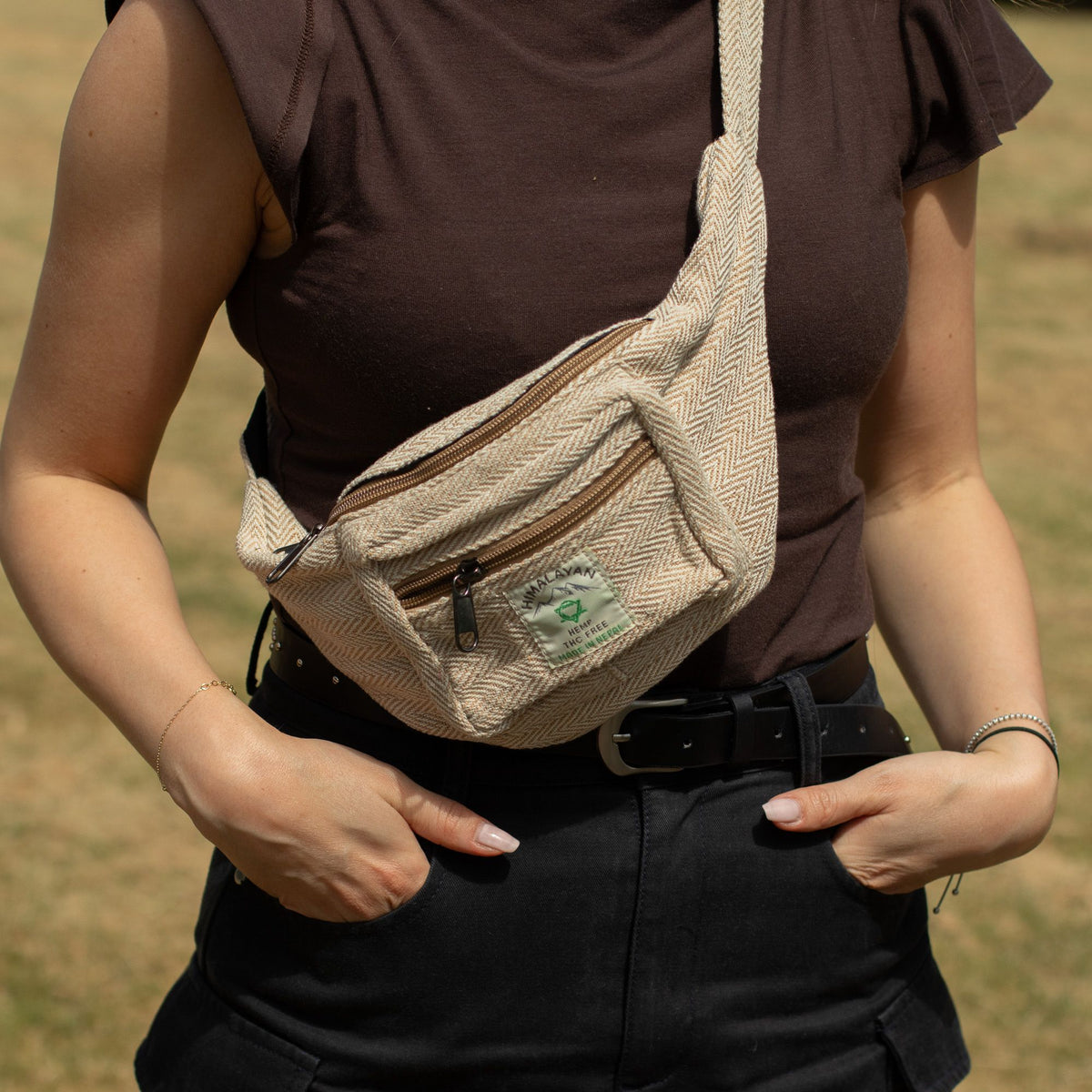Bolso Tipo Cinturón de Estilo Cáñamo y Algodón (o Riñonera) - Natural