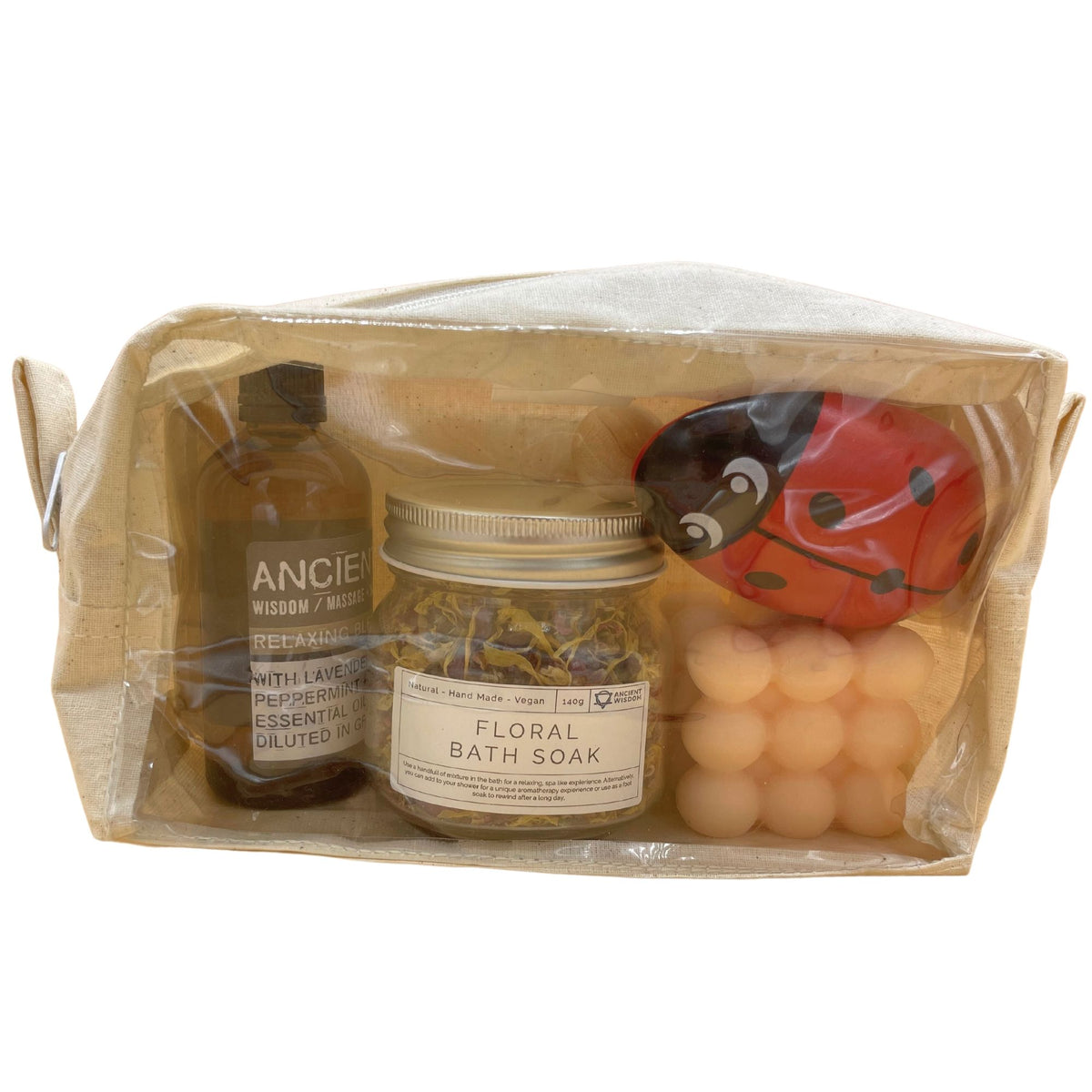 Pack de relajación para regalo con masajeador y productos de baño