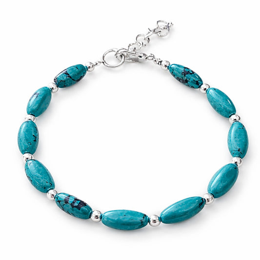 Conjunto nepalí de collar de 50 cm y pulsera de 17 cm en tono turquesa