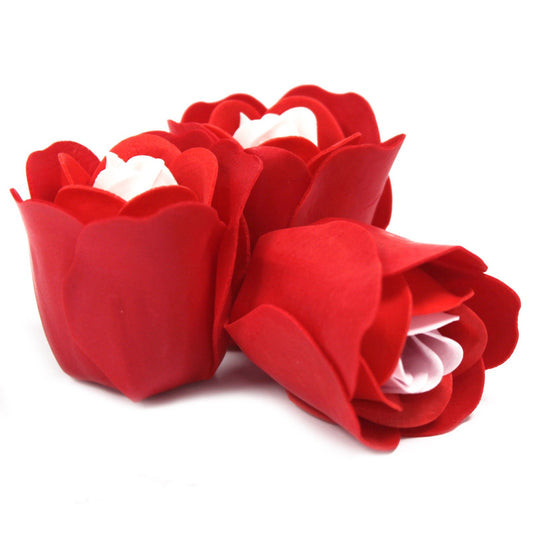 Set de 3 rosas rojas de jabón en caja corazón