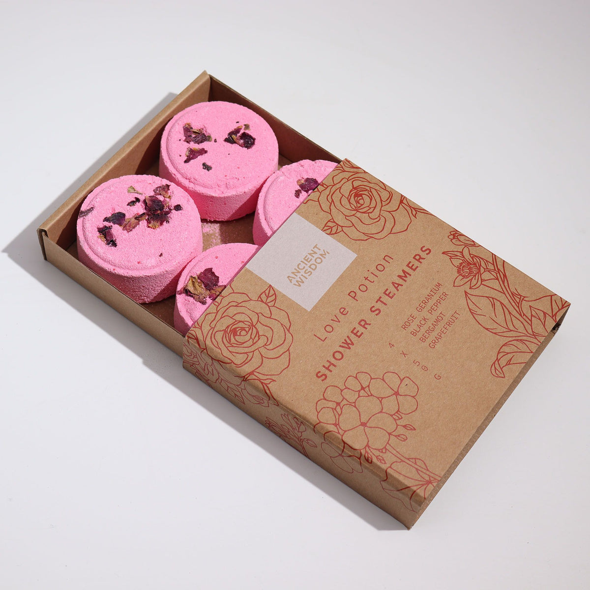 Set de 4 pastillas aromáticas para ducha Zen Poción de Amor