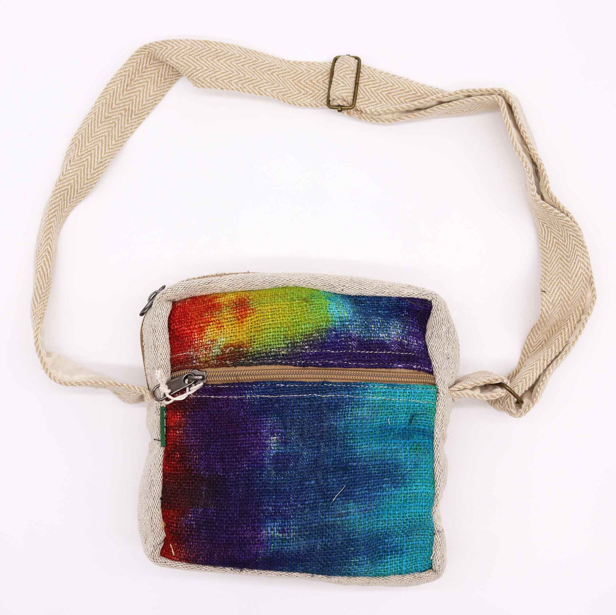 Bolso bandolera de cáñamo teñido con 1 cremallera