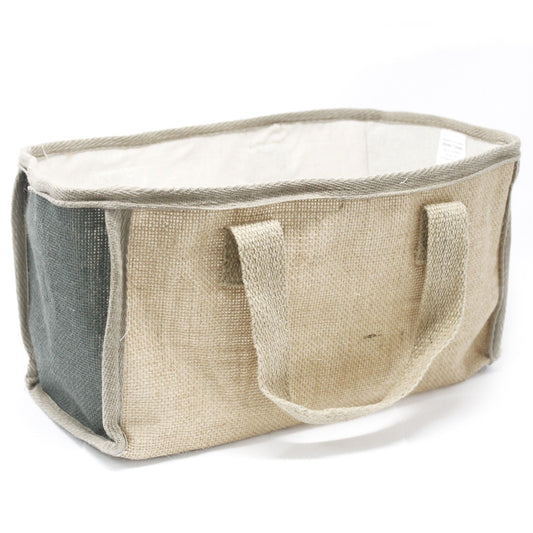 Cesta grande de yute gris, 33 × 18 × 20 cm