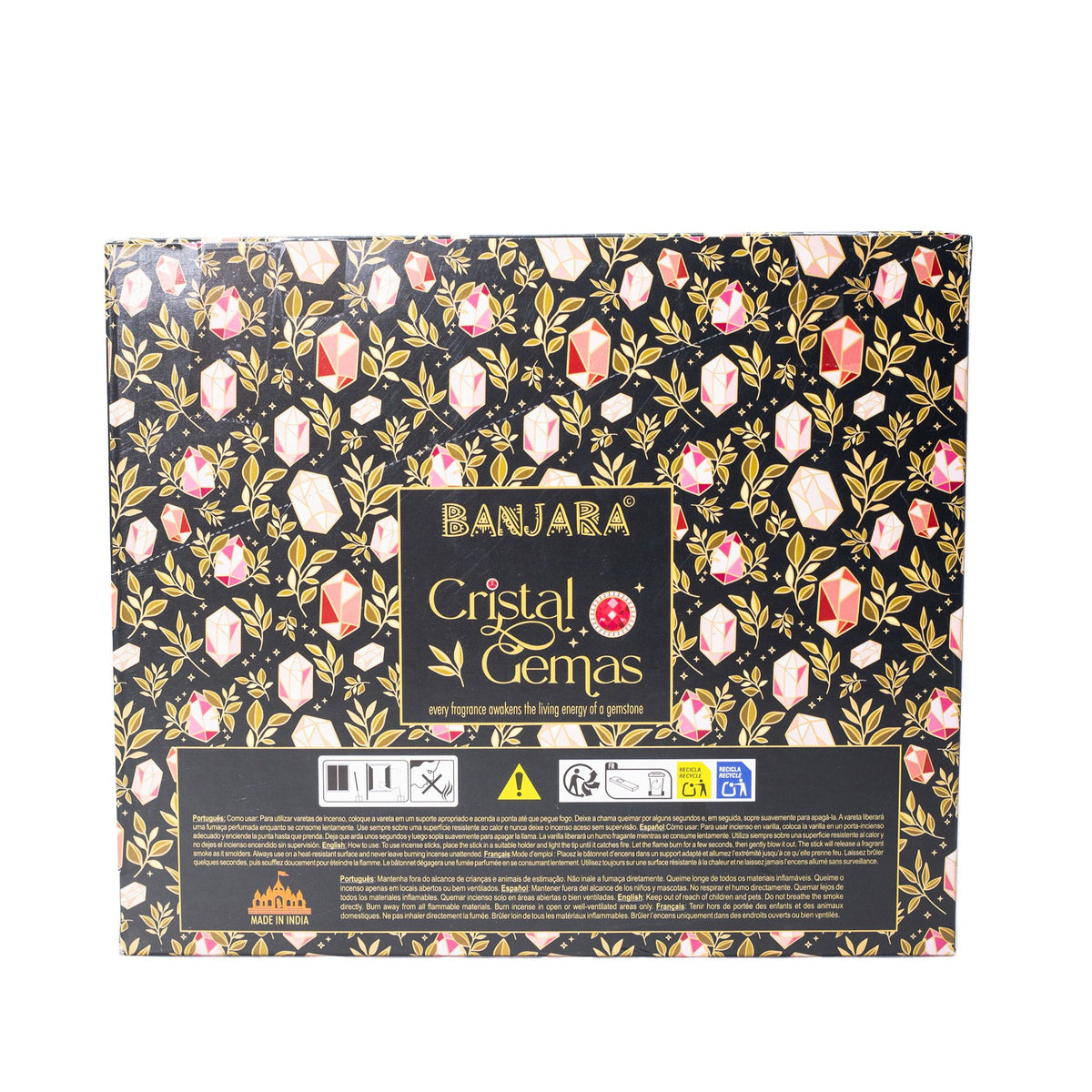 Banjara Cristal Gemas Varillas de incienso - Cuarzo Rosa Rosa Silvestre