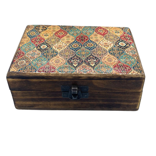 Caja mediana esmaltada Trad-Pattern de 15 × 10 × 6 cm