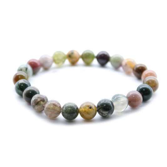 Pulsera de energía de ágata de musgo, piedras de 8 mm aprox.