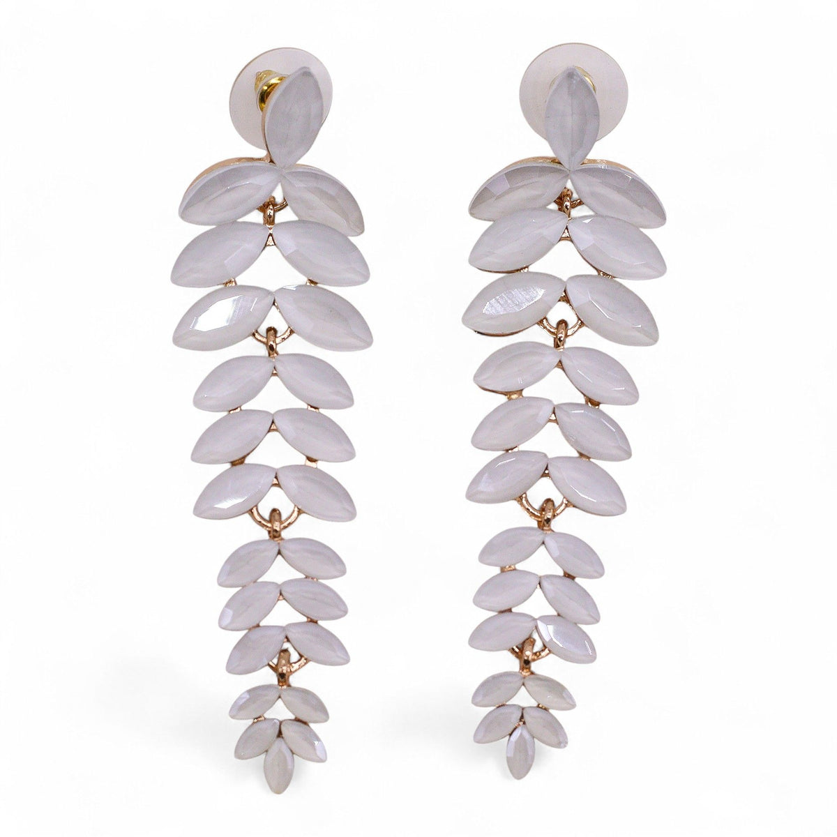 Pendientes de Cristal Vintage - Largo - Perla