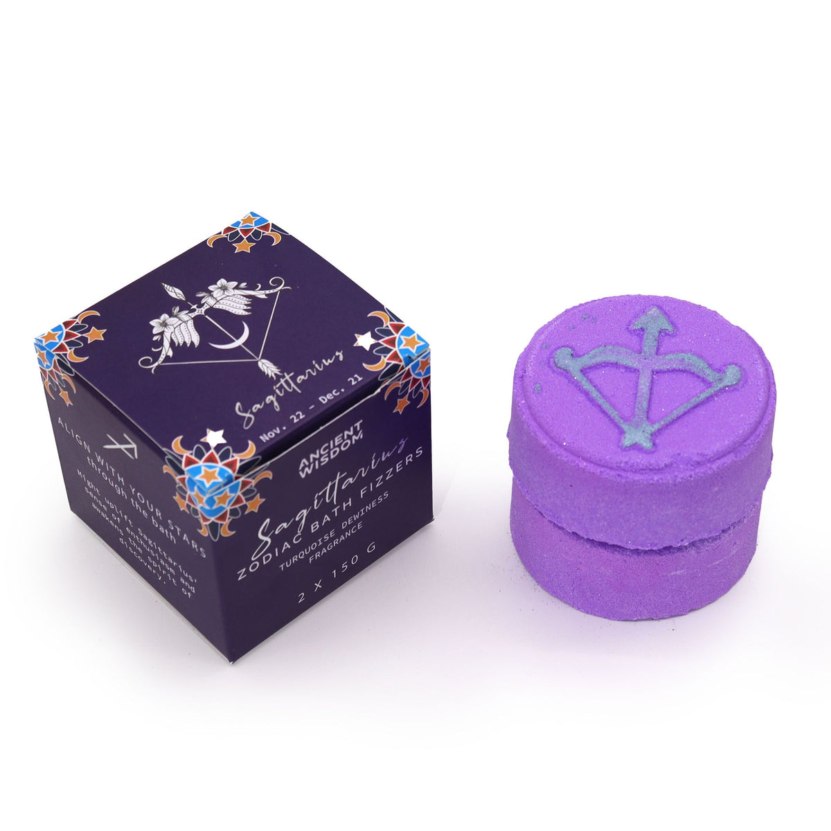 Set de 2 bombas de baño Sagitario, 150 g cada una