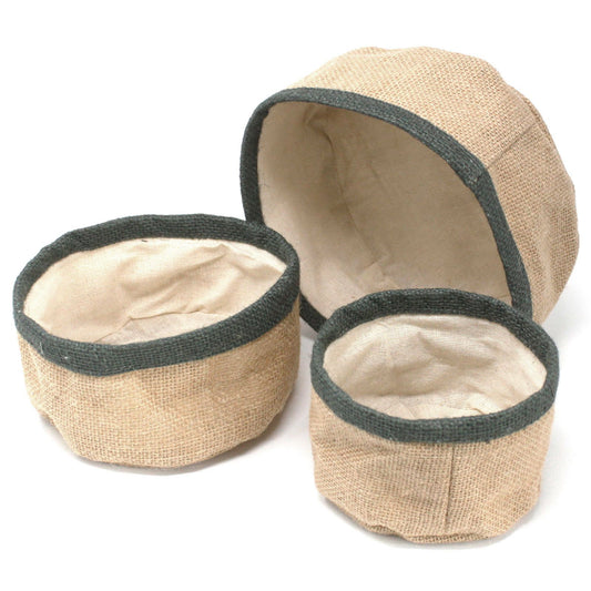 Conjunto de 3 cestas de yute natural en color carbón