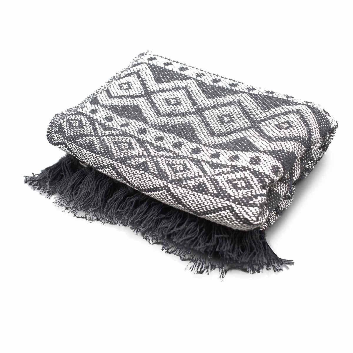 Mantas Boho Confort - Gris Geométrico
