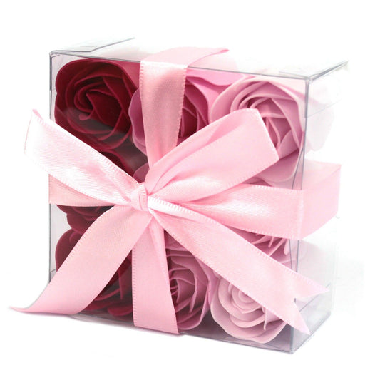 Set de 9 flores de jabón rosa