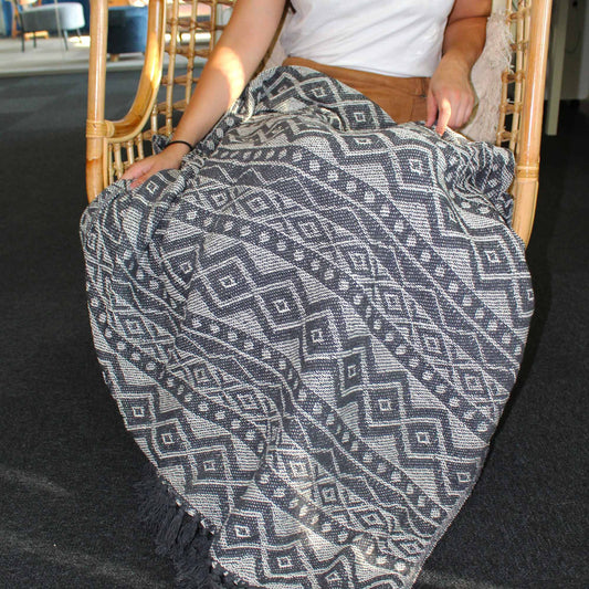 Mantas Boho Confort - Gris Geométrico