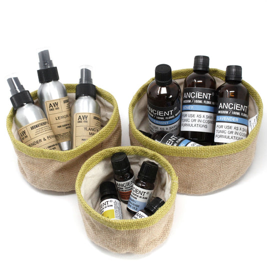 Conjunto de 3 cestas de yute natural en color carbón