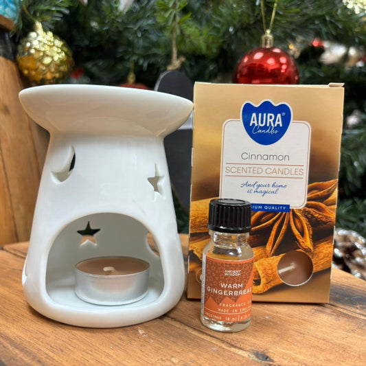 Pack Esencia y Luz con quemador, jengibre y canela