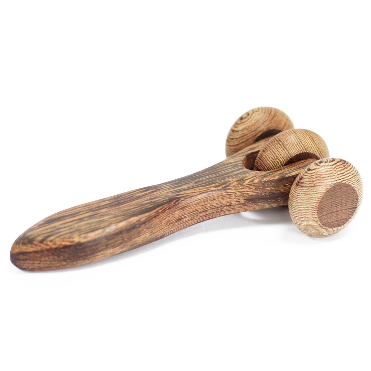 Rodillo de masaje de madera con tres discos