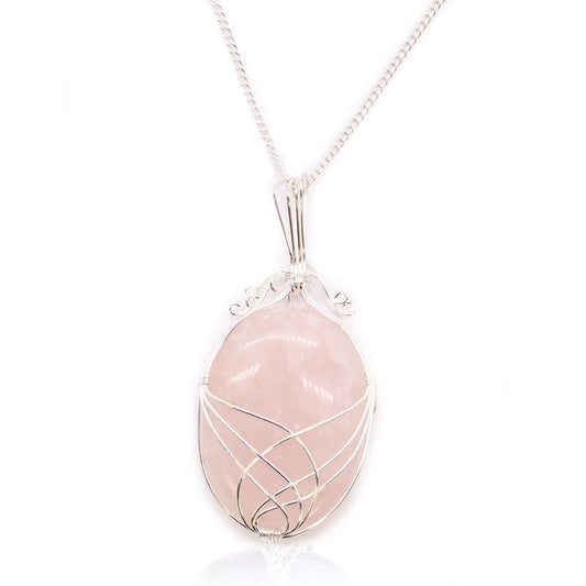 Collar de cuarzo rosa en bruto con piedras en cascada