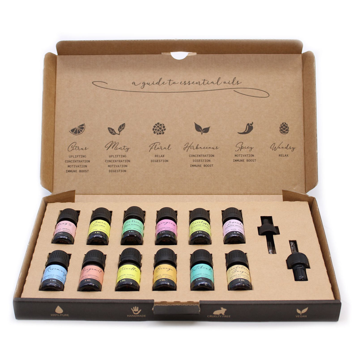 Set de 12 aceites esenciales de 5 ml cada uno