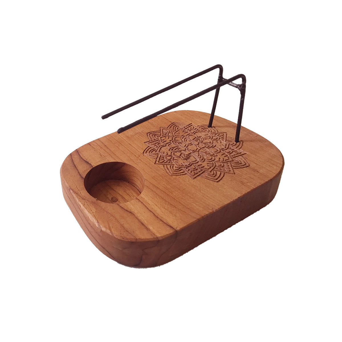 Calentador de palo santo de madera de teca · Mandala