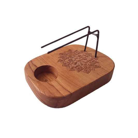 Calentador de palo santo de madera de teca · Mandala