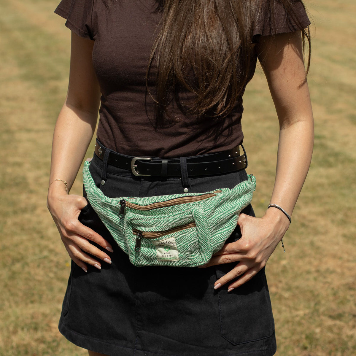Bolso Tipo Cinturón de Estilo Cáñamo y Algodón (o Riñonera) - Salvia