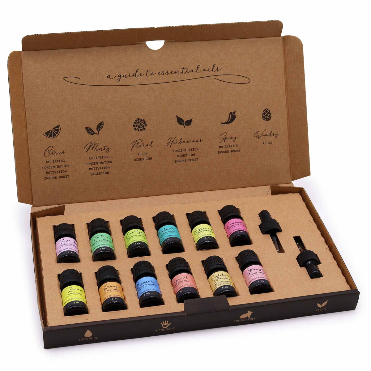 Set de 12 aceites esenciales de 5 ml cada uno