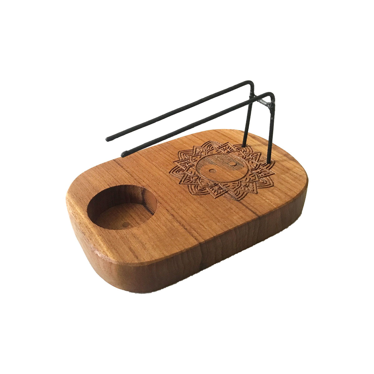 Calentador de palo santo de madera de teca · Yin y Yang