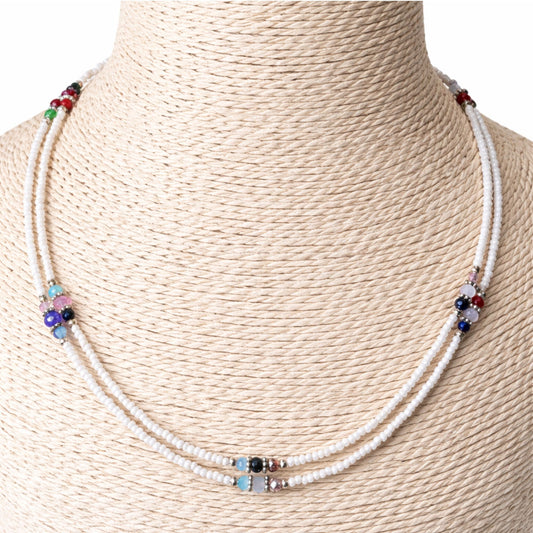 Collar nepalí de howlita facetada de doble hilo, 42 cm