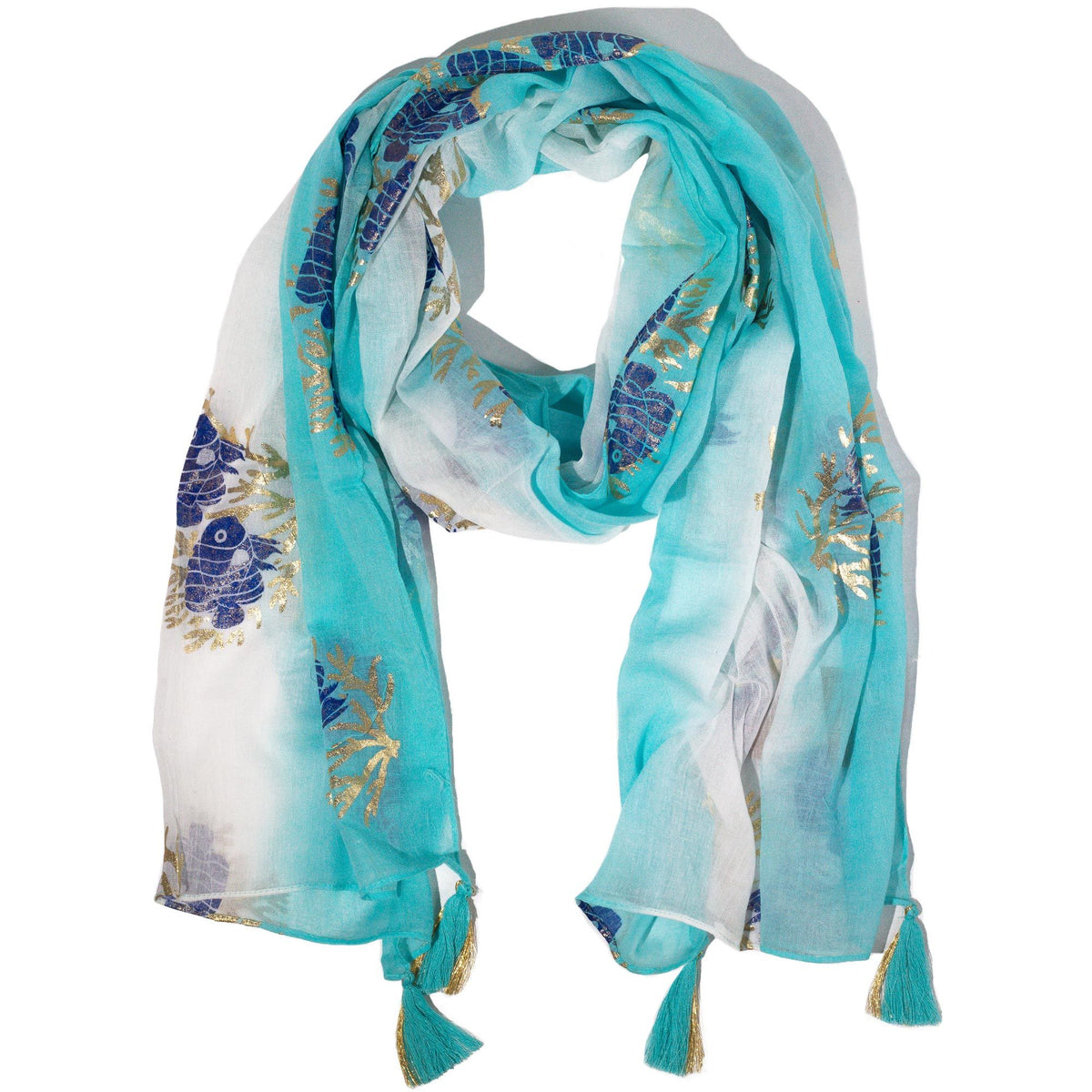 Pañuelo Nomad Sari Aqua Fish – turquesa (180x50cm)