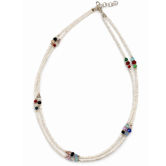 Collar nepalí de howlita facetada de doble hilo, 42 cm