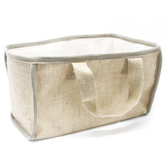 Cesta grande de yute natural, 33 × 18 × 20 cm